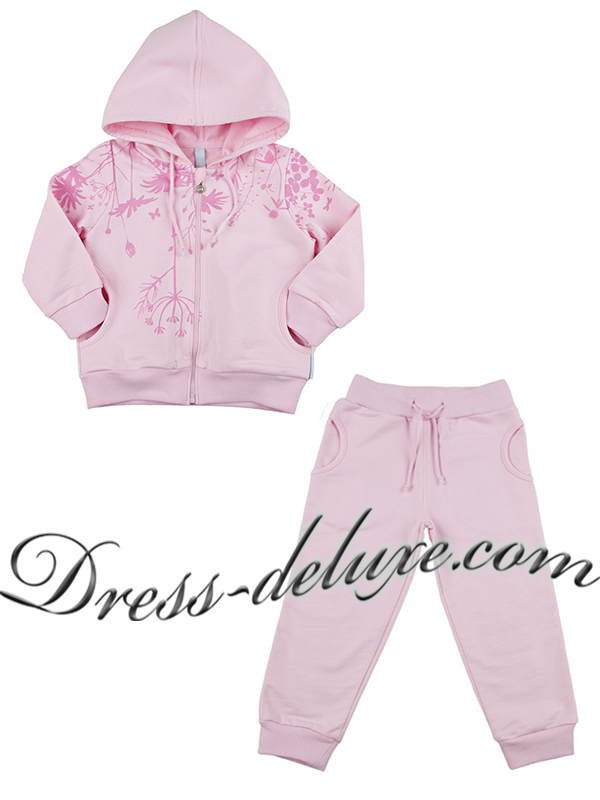 Комплект для девочки жакет и брюки. Цвет розовый. Артикул 052-458