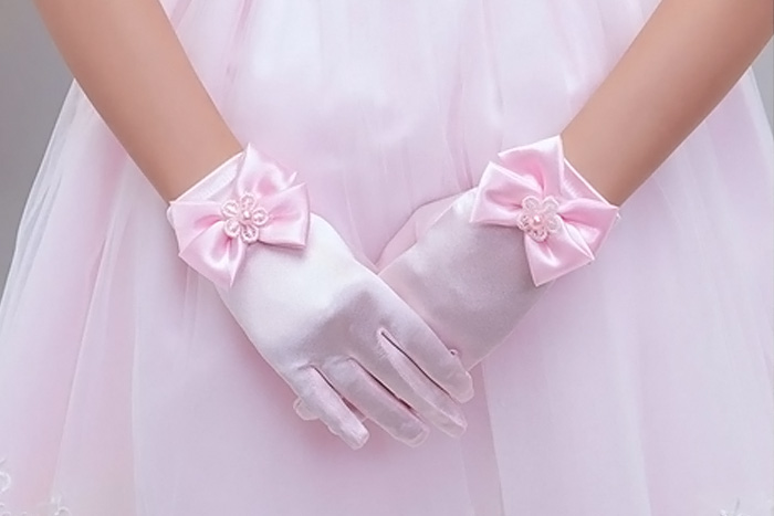 Перчатки на 5 пальцев. Цвет розовый.