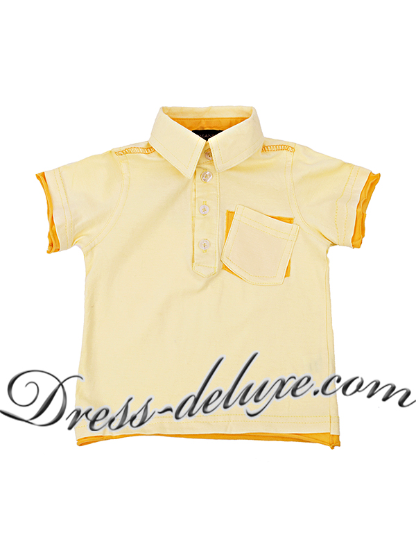 Рубашка-поло для мальчика. Цвет светло-желтый. Артикул 420-480