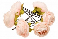 Шпильки "Розы с листочками". Цвет нежно-персиковый.