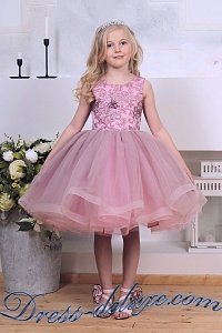 Платье Мини-Лори. Цвет пыльная роза/розовый.