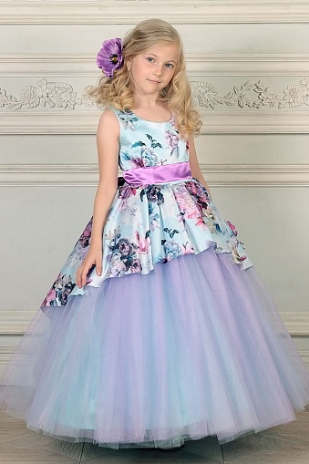 Платье Райские цветы . Цвет голубой - Детские нарядные платья