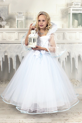 Платье Снежная королева. Цвет белый/голубой - Детские нарядные платья